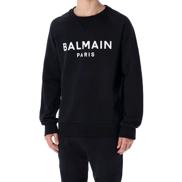 Balmain Cotton Sweatshirt with Logo Print - Picture 2 of 5